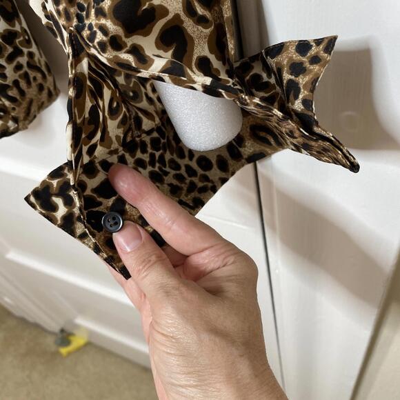 Notations Leopard Print Button-Up Shirt Womens XL Classic City Maximalist Preppy - Picture 9 of 11